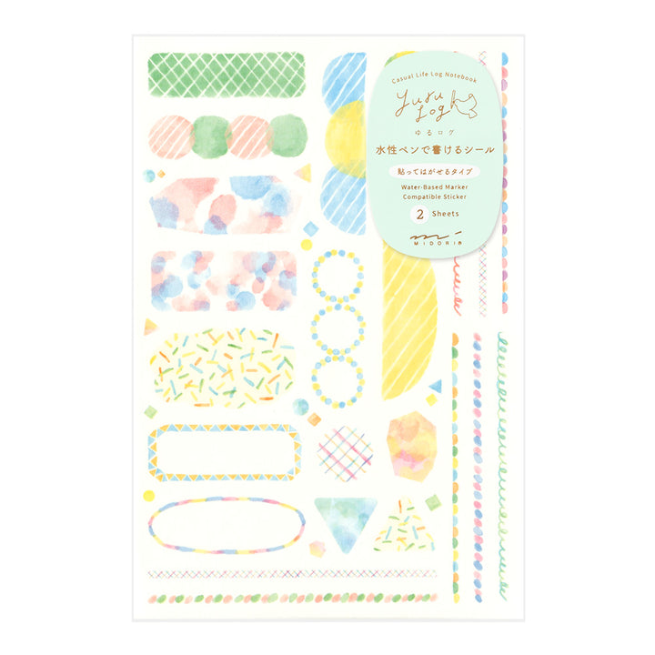 Midori Yuru Log Sticker (2 Sheets) - Watercolor — front view