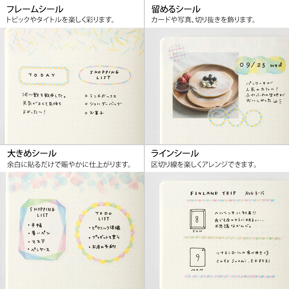 Midori Yuru Log Sticker (2 Sheets) - Watercolor — with packaging
