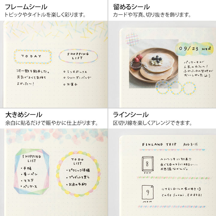 Midori Yuru Log Sticker (2 Sheets) - Watercolor — with packaging