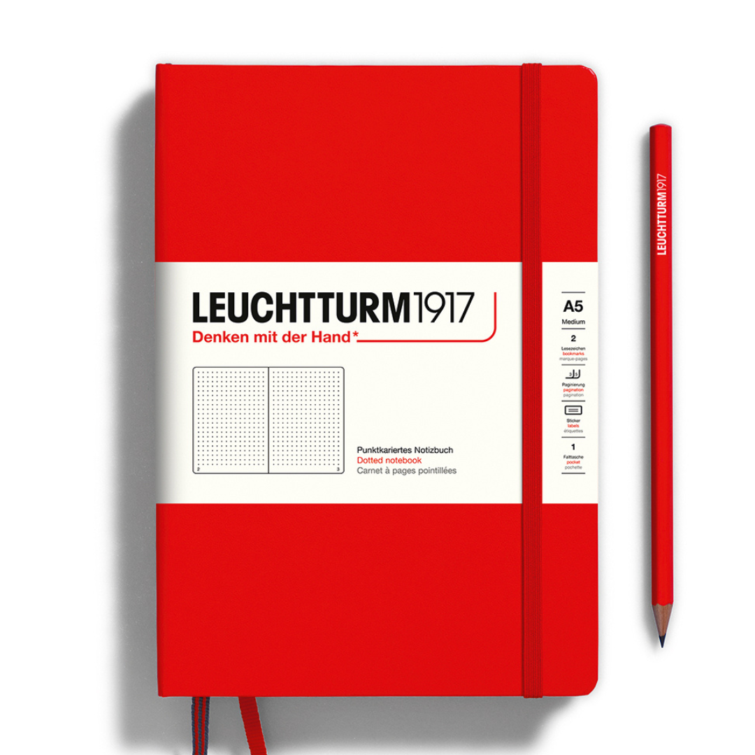Leuchtturm1917 A5 Medium Hardcover Notebook in Dotted / Red — Leuchtturm1917 notebook — quality writing journal with premium paper, at Cityluxe Singapore stationery store