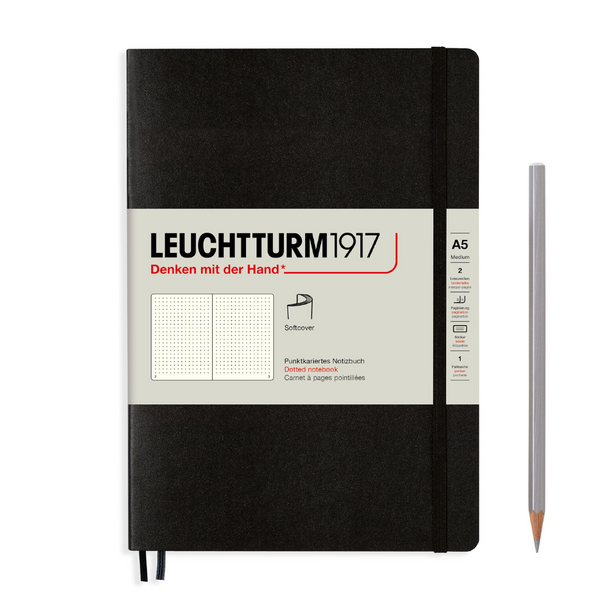 Leuchtturm1917 A5 Medium Softcover Notebook in Dotted / Black — Leuchtturm1917 notebook — quality writing journal with premium paper, at Cityluxe Singapore stationery store