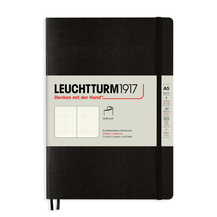 Leuchtturm1917 A5 Medium Softcover Notebook in Dotted / Black — Leuchtturm1917 notebook — quality writing journal with premium paper, at Cityluxe Singapore stationery store