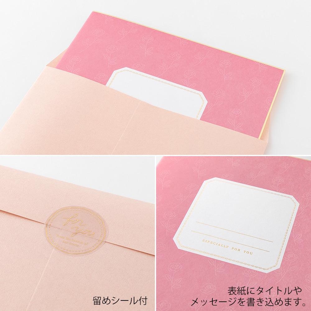 Midori Folded Message Cardboard with Translucent Sticker &amp; Envelope — flat lay