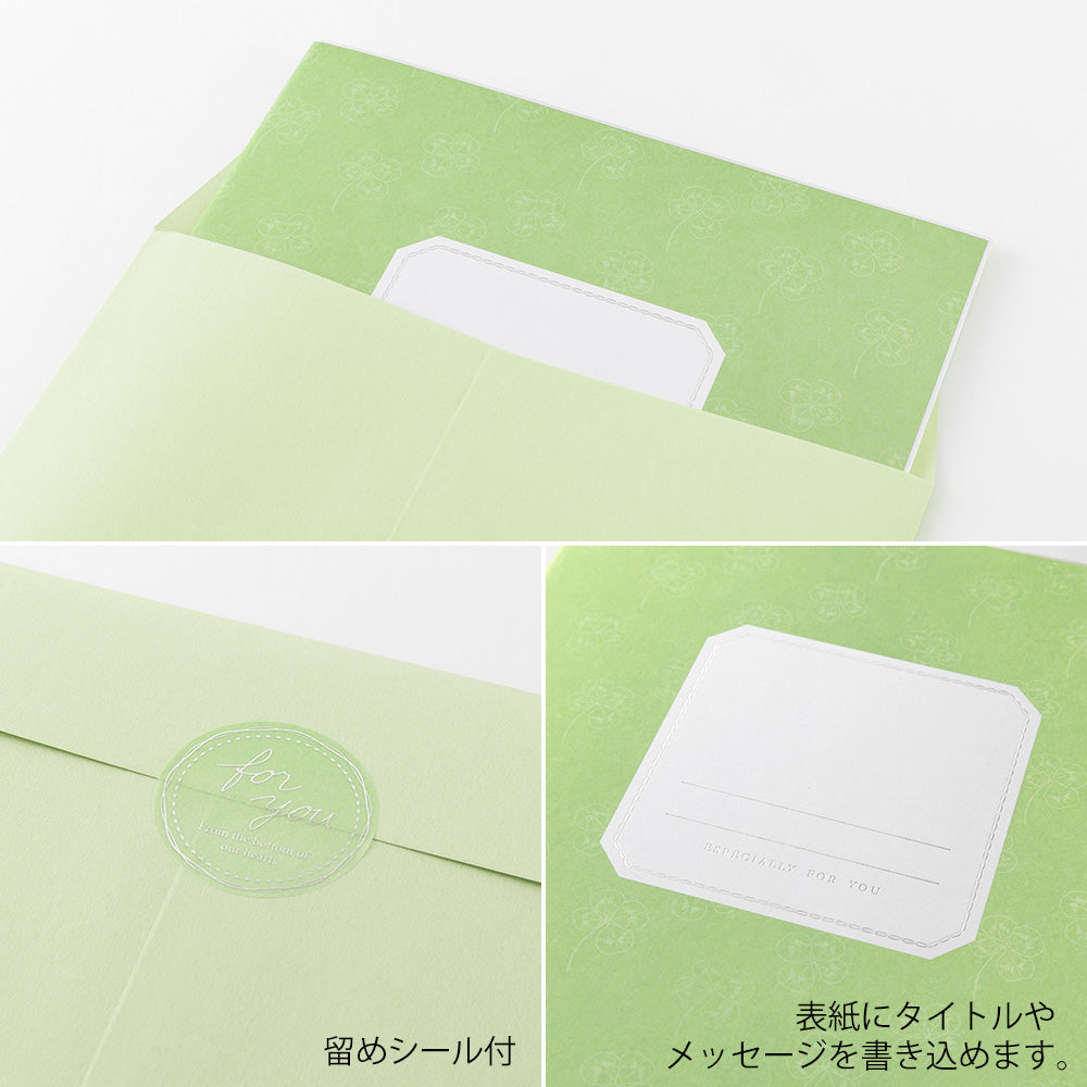 Midori Folded Message Cardboard with Translucent Sticker &amp; Envelope — flat lay