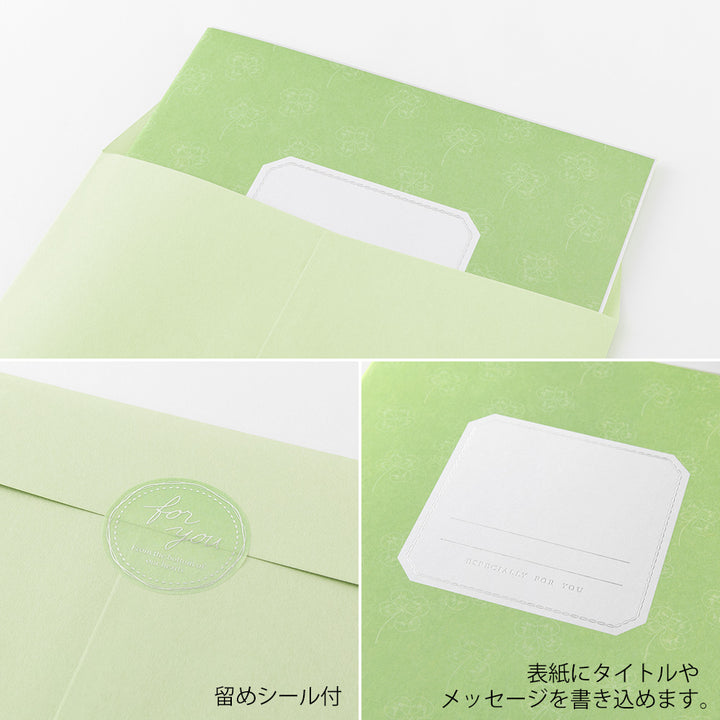 Midori Folded Message Cardboard with Translucent Sticker &amp; Envelope — flat lay
