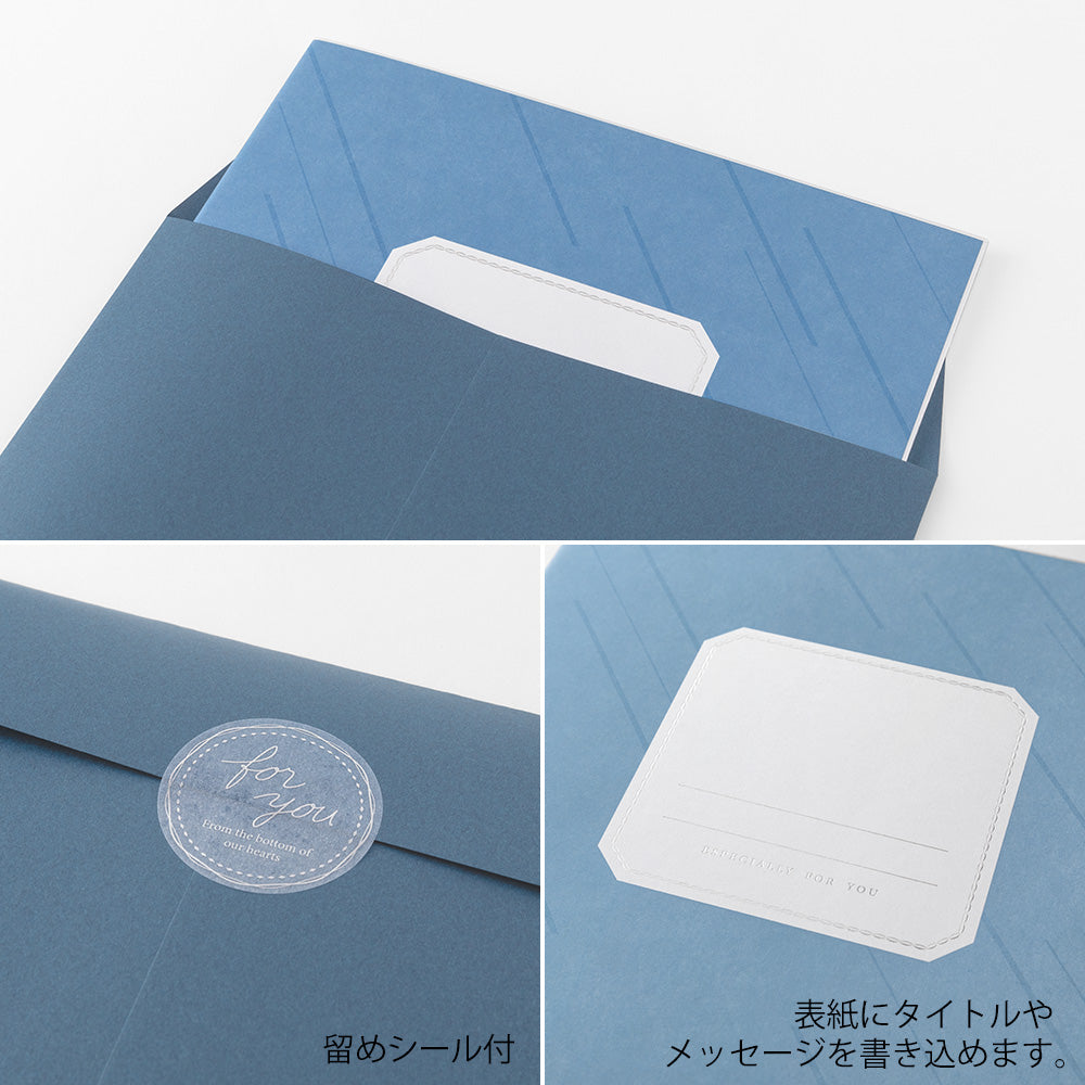 Midori Folded Message Cardboard with Translucent Sticker &amp; Envelope — flat lay