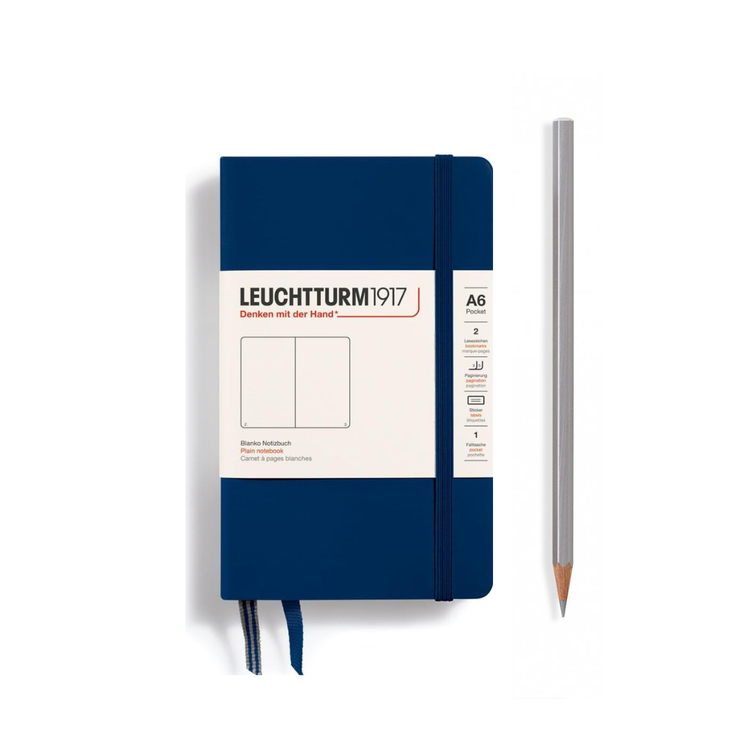 Leuchtturm1917 A6 Pocket Hardcover Notebook in Plain / Navy — Leuchtturm1917 notebook — quality writing journal with premium paper, at Cityluxe Singapore stationery store