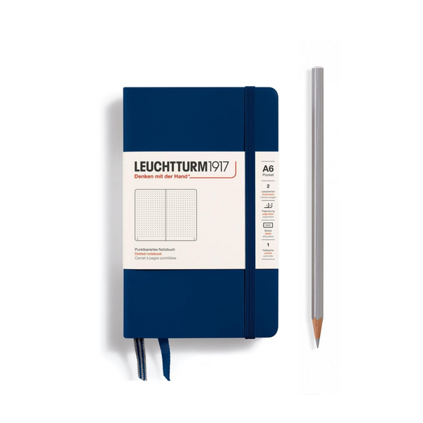 Leuchtturm1917 A6 Pocket Hardcover Notebook in Dotted / Navy — Leuchtturm1917 notebook — quality writing journal with premium paper, at Cityluxe Singapore stationery store
