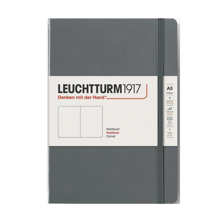 Leuchtturm1917 A5 Medium Hardcover Notebook in Dotted / Anthracite — Leuchtturm1917 notebook — quality writing journal with premium paper, at Cityluxe Singapore stationery store