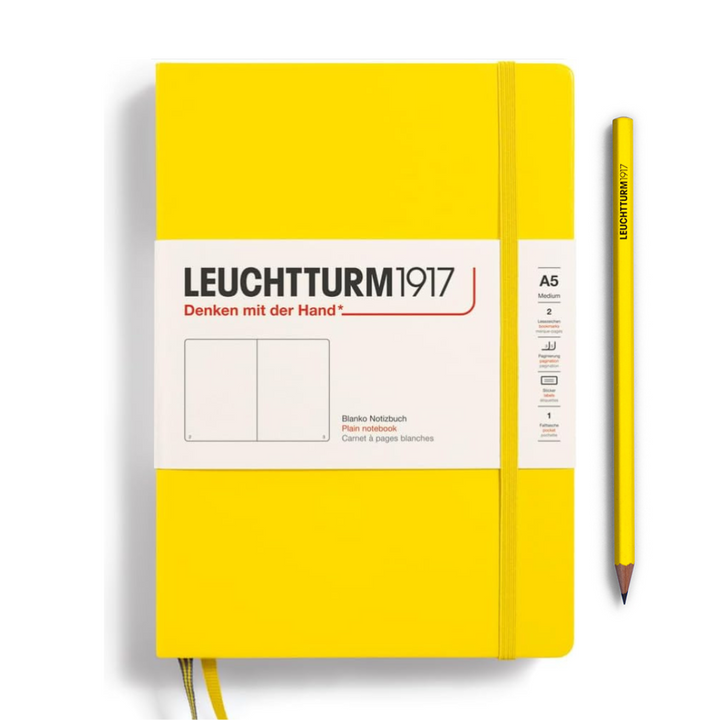 Leuchtturm1917 A5 Medium Hardcover Notebook in Plain / Lemon — Leuchtturm1917 notebook — quality writing journal with premium paper, at Cityluxe Singapore stationery store