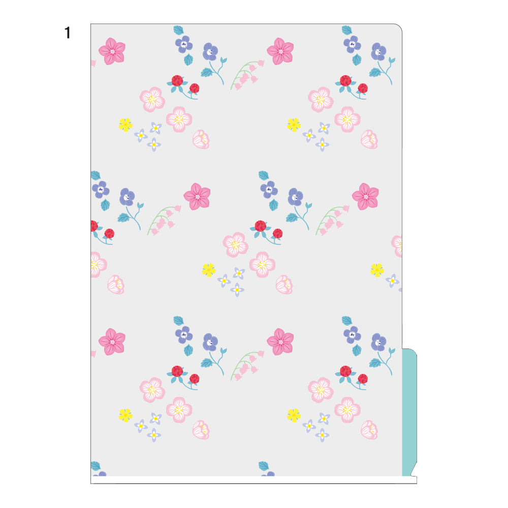 Midori 3 Pockets Clear Folder A4 Wild flower — side view