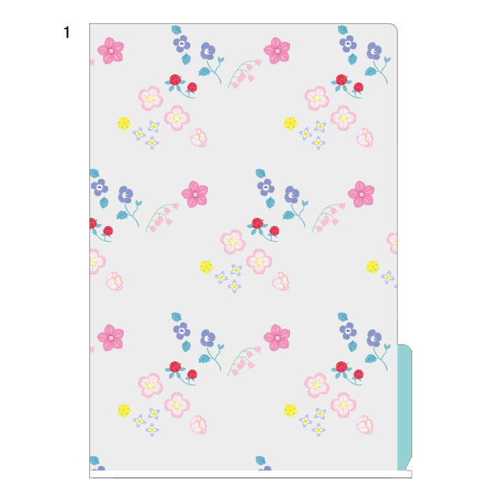 Midori 3 Pockets Clear Folder A4 Wild flower — side view
