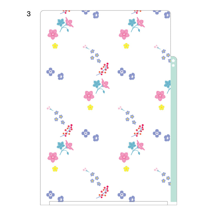 Midori 3 Pockets Clear Folder A4 Wild flower — with packaging