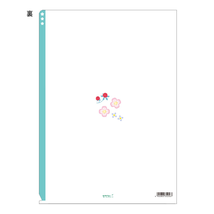 Midori 3 Pockets Clear Folder A4 Wild flower — in use