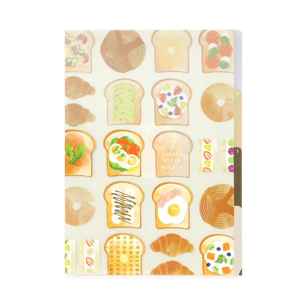 Midori 3 Pockets Clear Folder A4 Toast — front view