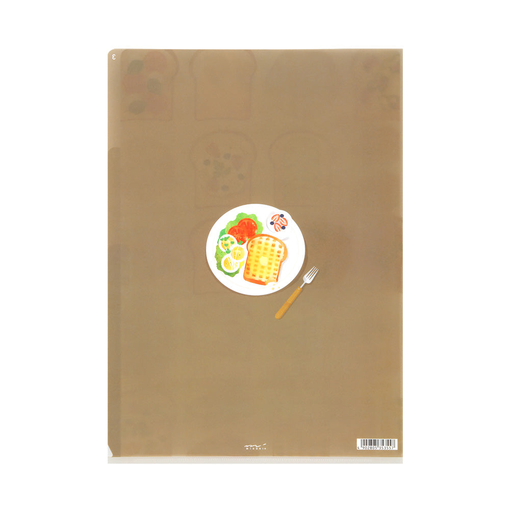 Midori 3 Pockets Clear Folder A4 Toast — side view