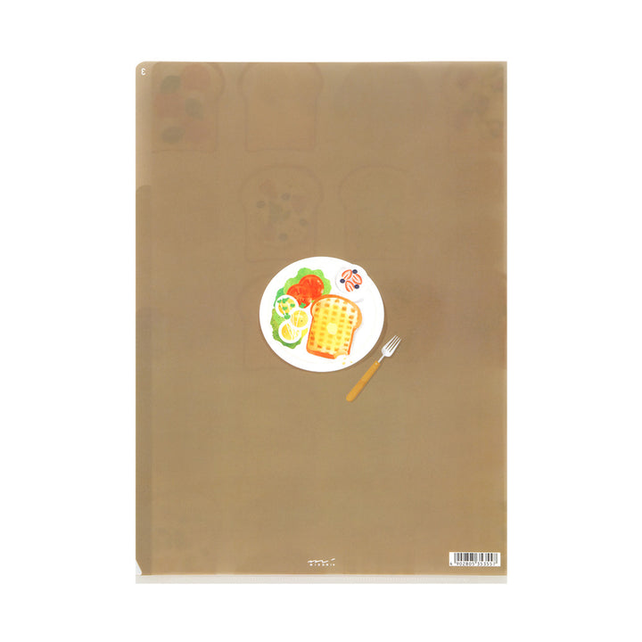 Midori 3 Pockets Clear Folder A4 Toast — side view