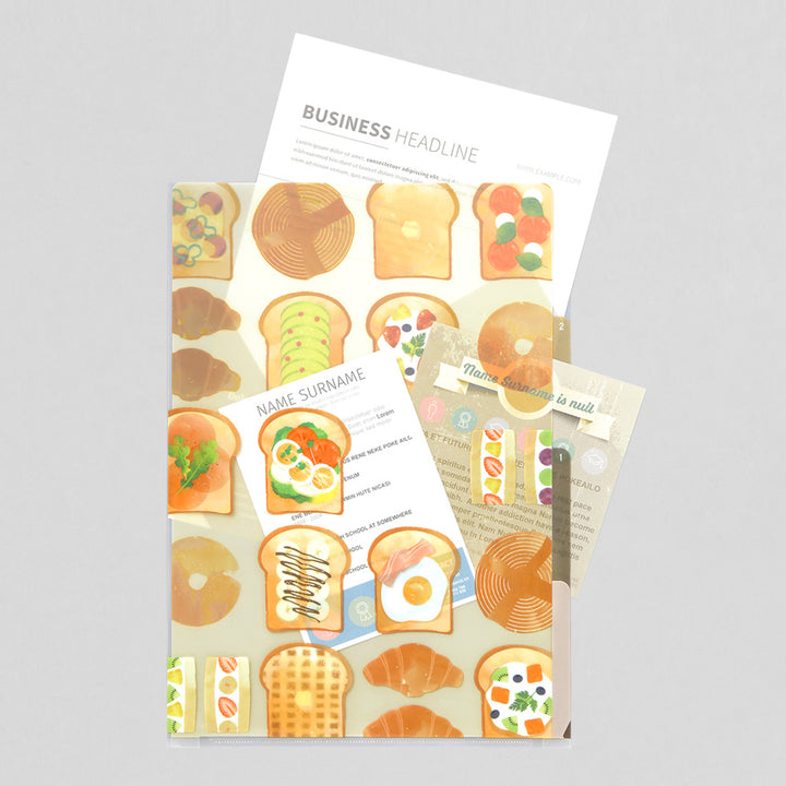 Midori 3 Pockets Clear Folder A4 Toast — with packaging