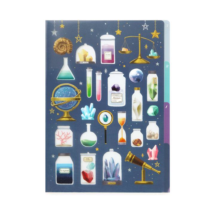 Midori 3 Pockets Clear Folder A4 Science Tools — front view