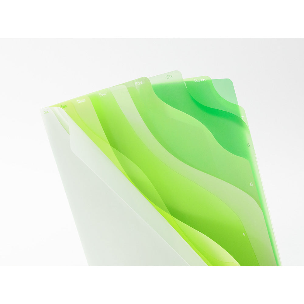 Midori 7 Pockets Clear Folder A4 - Gradation Green — side view