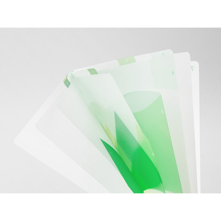 Midori 7 Pockets Clear Folder A4 - Landscape Green — in use