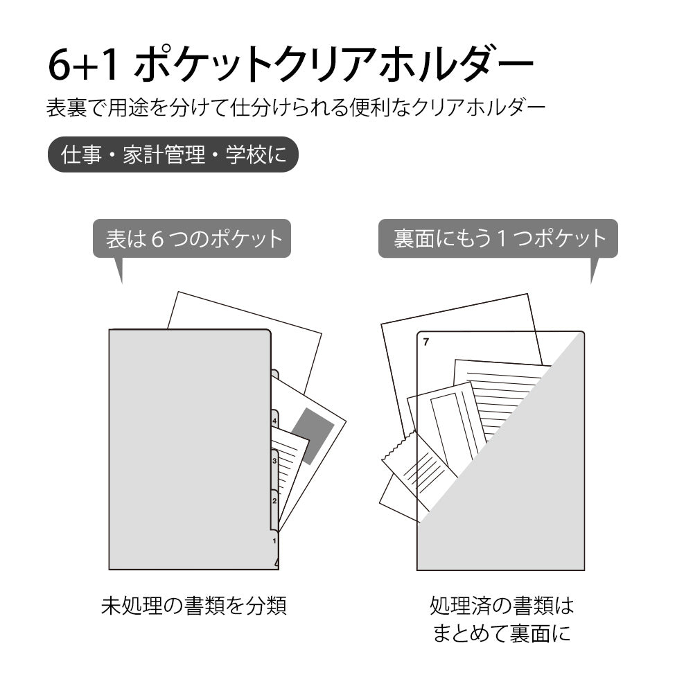 Midori 7 Pockets Clear Folder A4 - Landscape Green — angle view