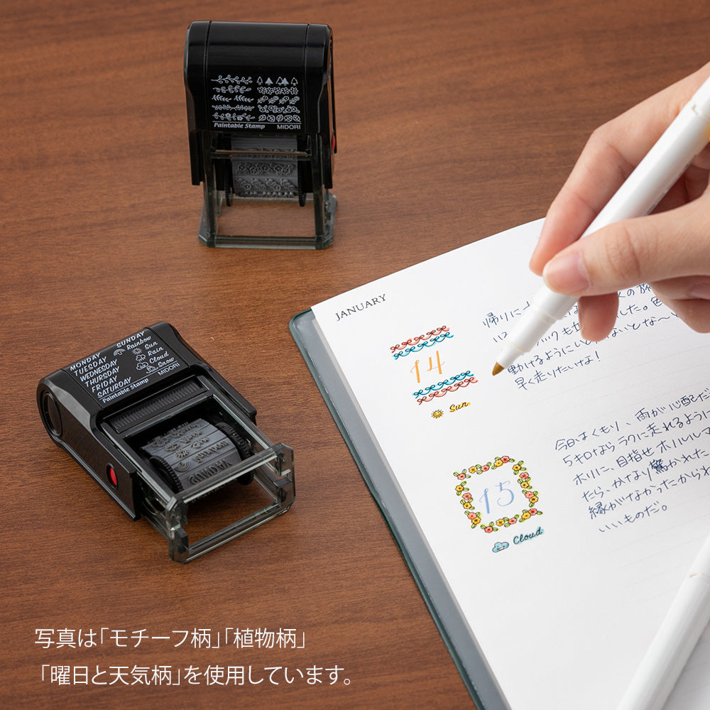 Midori Paintable Rotating Stamp Flower — detail view
