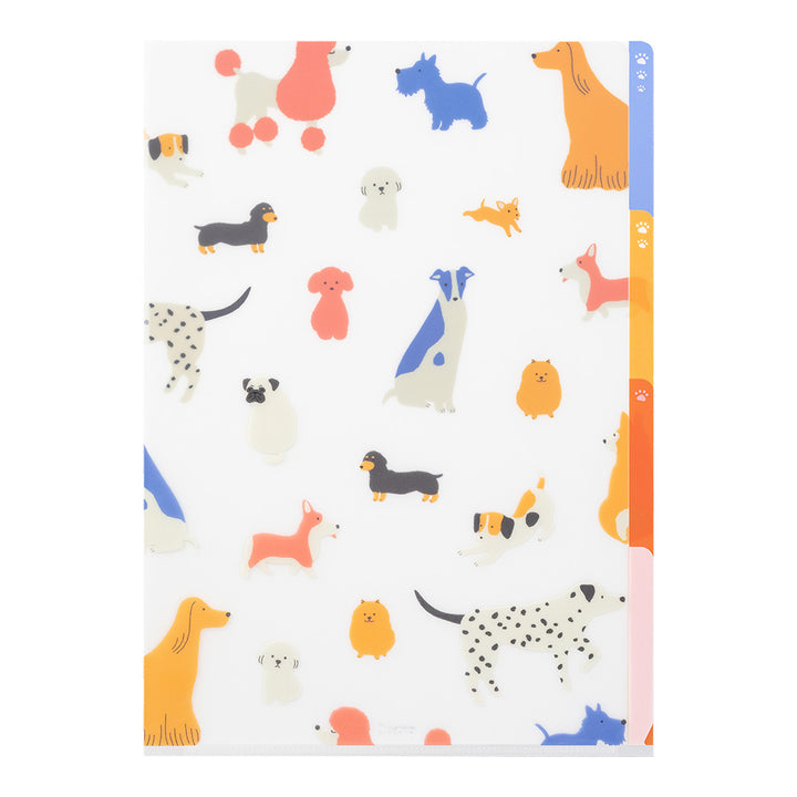 Midori A4 3 Pockets Clear Folder - Dogs — with packaging