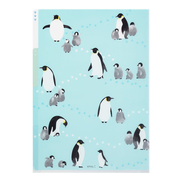 Midori A4 3 Pockets Clear Folder - Penguins A — side view