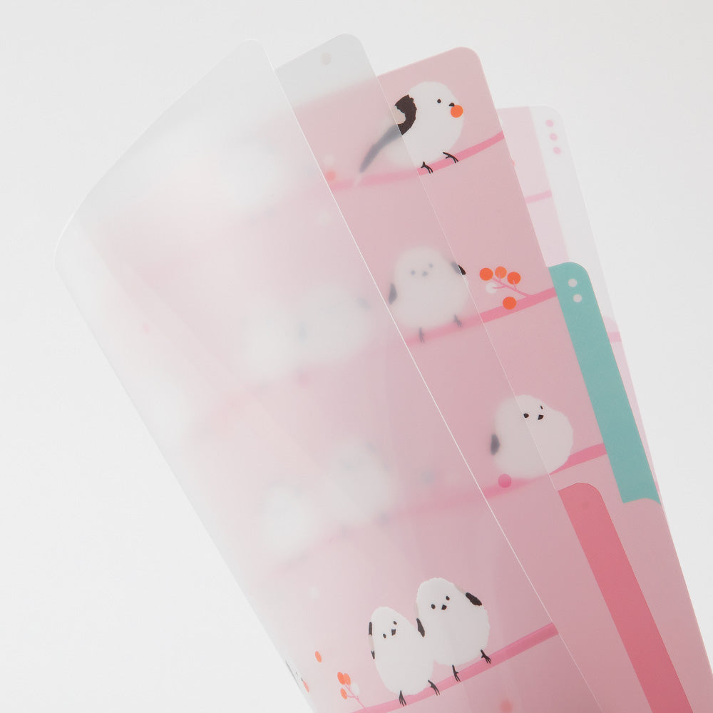 Midori A4 3 Pockets Clear Folder - Long-tailed Tits — side view