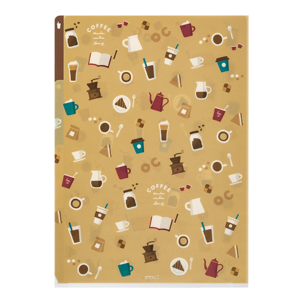 Midori A4 3 Pockets Clear Folder - Coffee A — front view