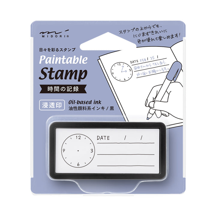 Midori Paintable Stamp Pre-inked Half Size Keep Track of Time — side view