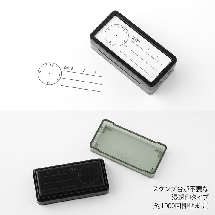 Midori Paintable Stamp Pre-inked Half Size Keep Track of Time — with packaging