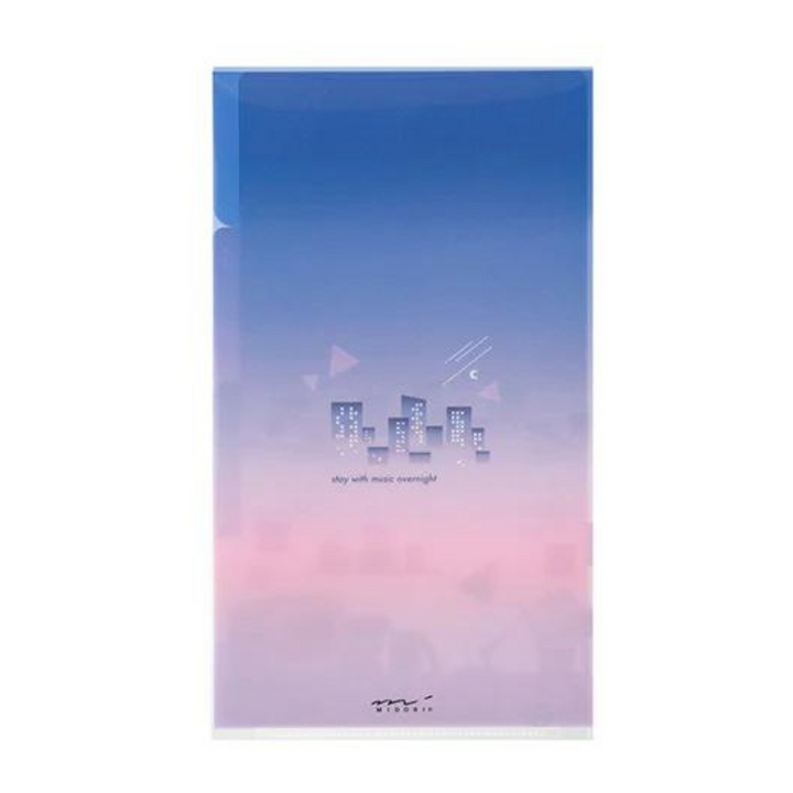 Midori A5 Slim 3 Pockets Clear Folder with Flap - City Pop — side view