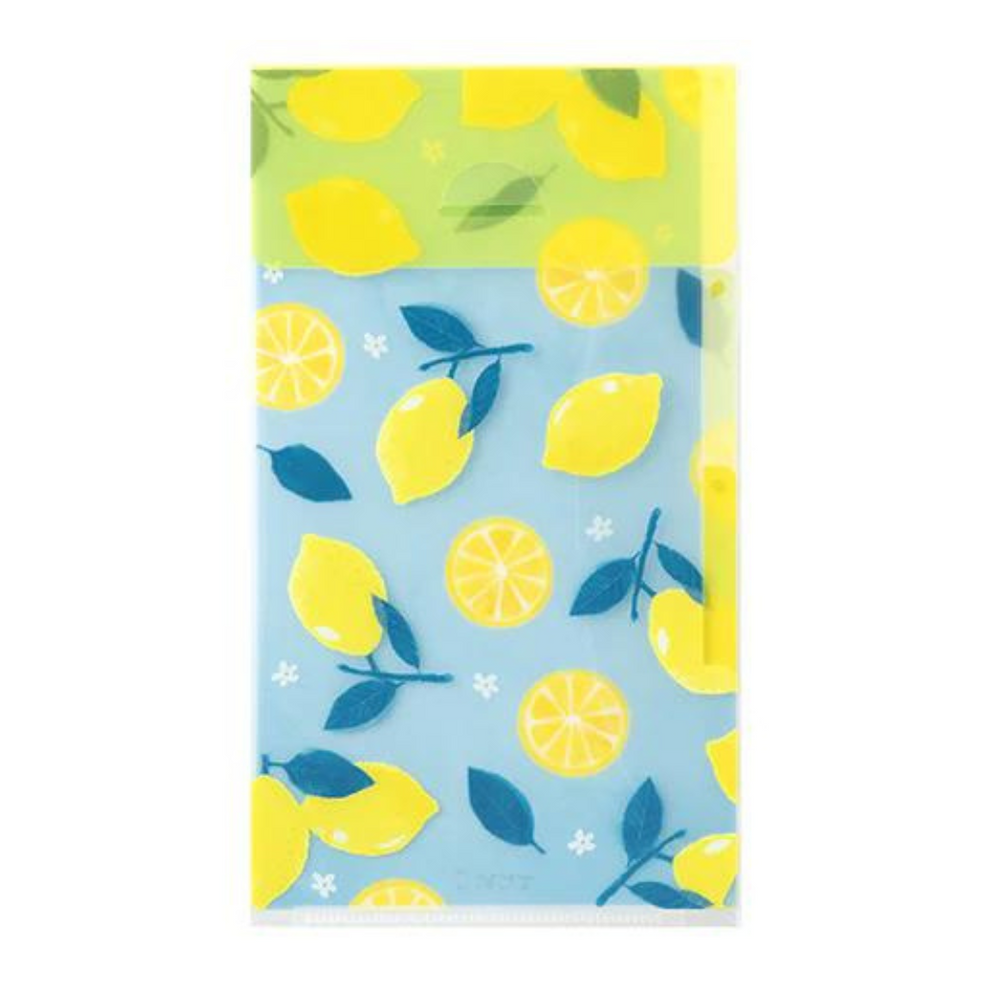 Midori A5 Slim 3 Pockets Clear Folder with Flap - Lemon — side view