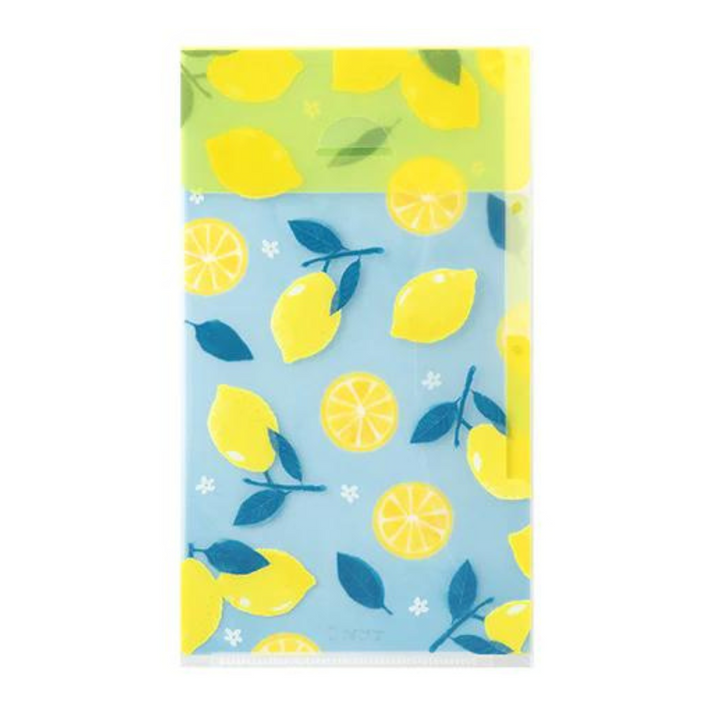 Midori A5 Slim 3 Pockets Clear Folder with Flap - Lemon — side view