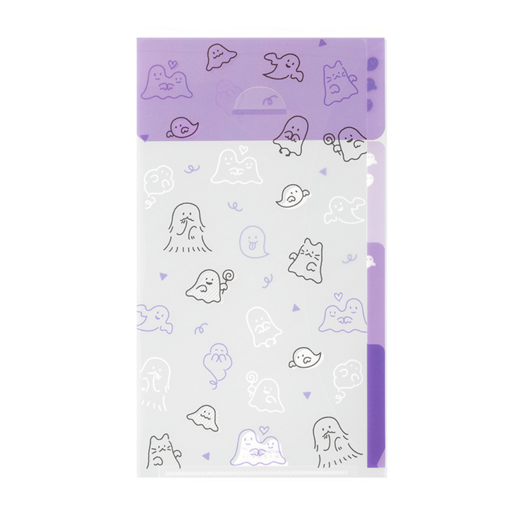 Midori A5 Slim 3 Pockets Clear Folder with Flap - Ghost — front view