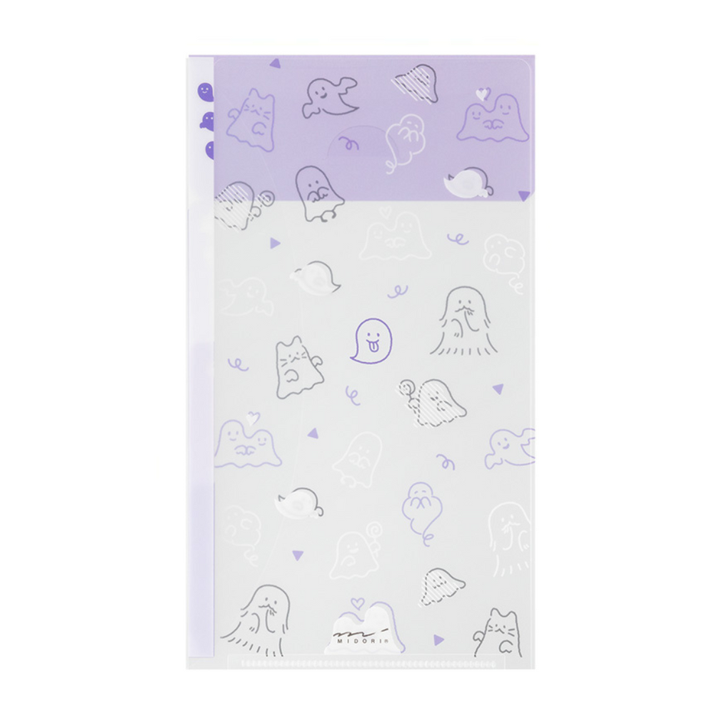 Midori A5 Slim 3 Pockets Clear Folder with Flap - Ghost — side view