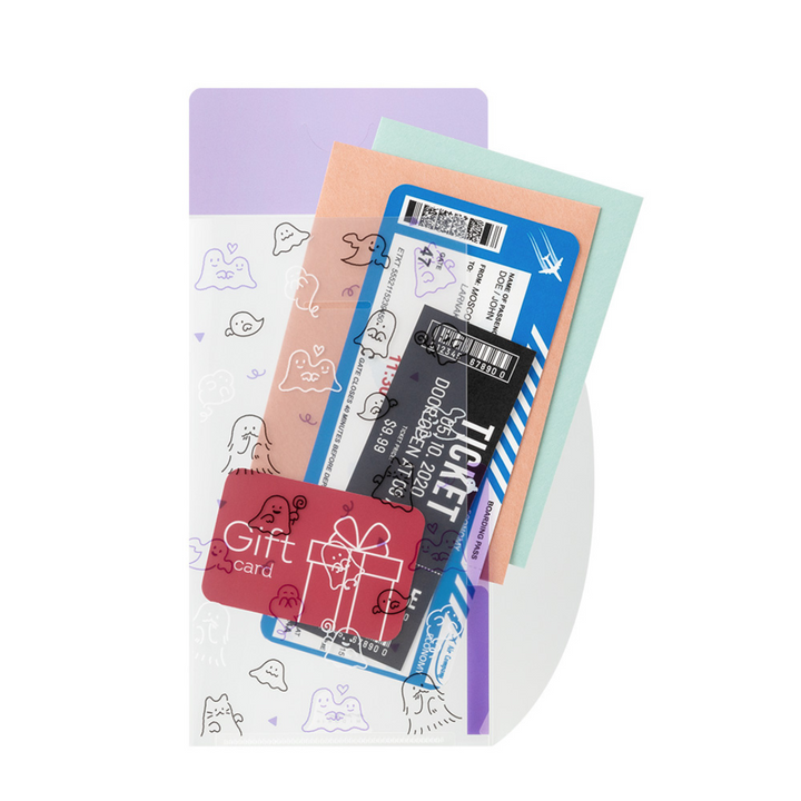Midori A5 Slim 3 Pockets Clear Folder with Flap - Ghost — detail view