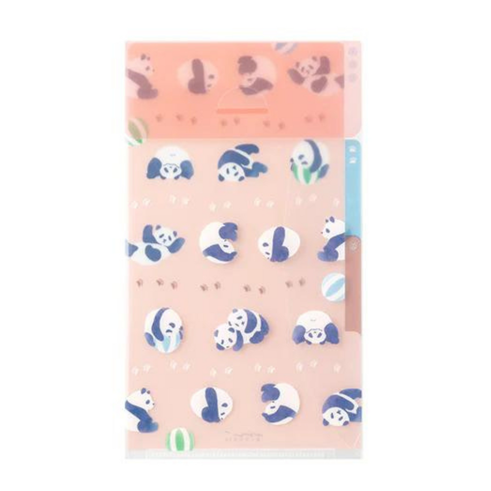 Midori A5 Slim 3 Pockets Clear Folder with Flap - Panda — side view
