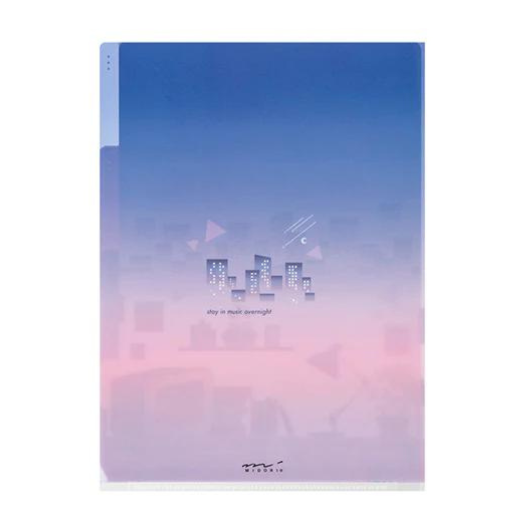 Midori A5 3 Pockets Clear Folder - City Pop — side view
