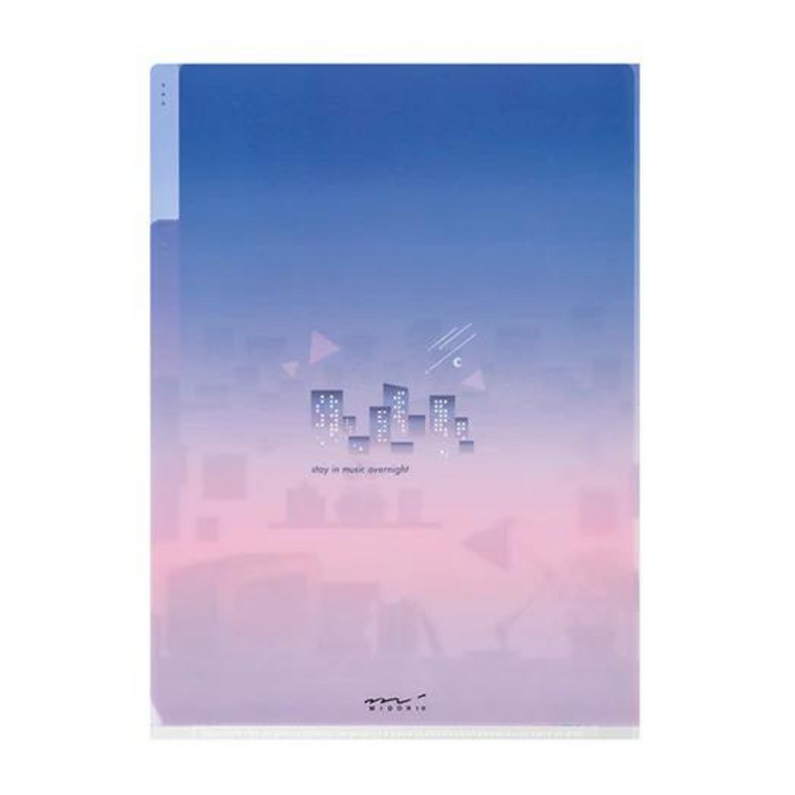 Midori A5 3 Pockets Clear Folder - City Pop — side view