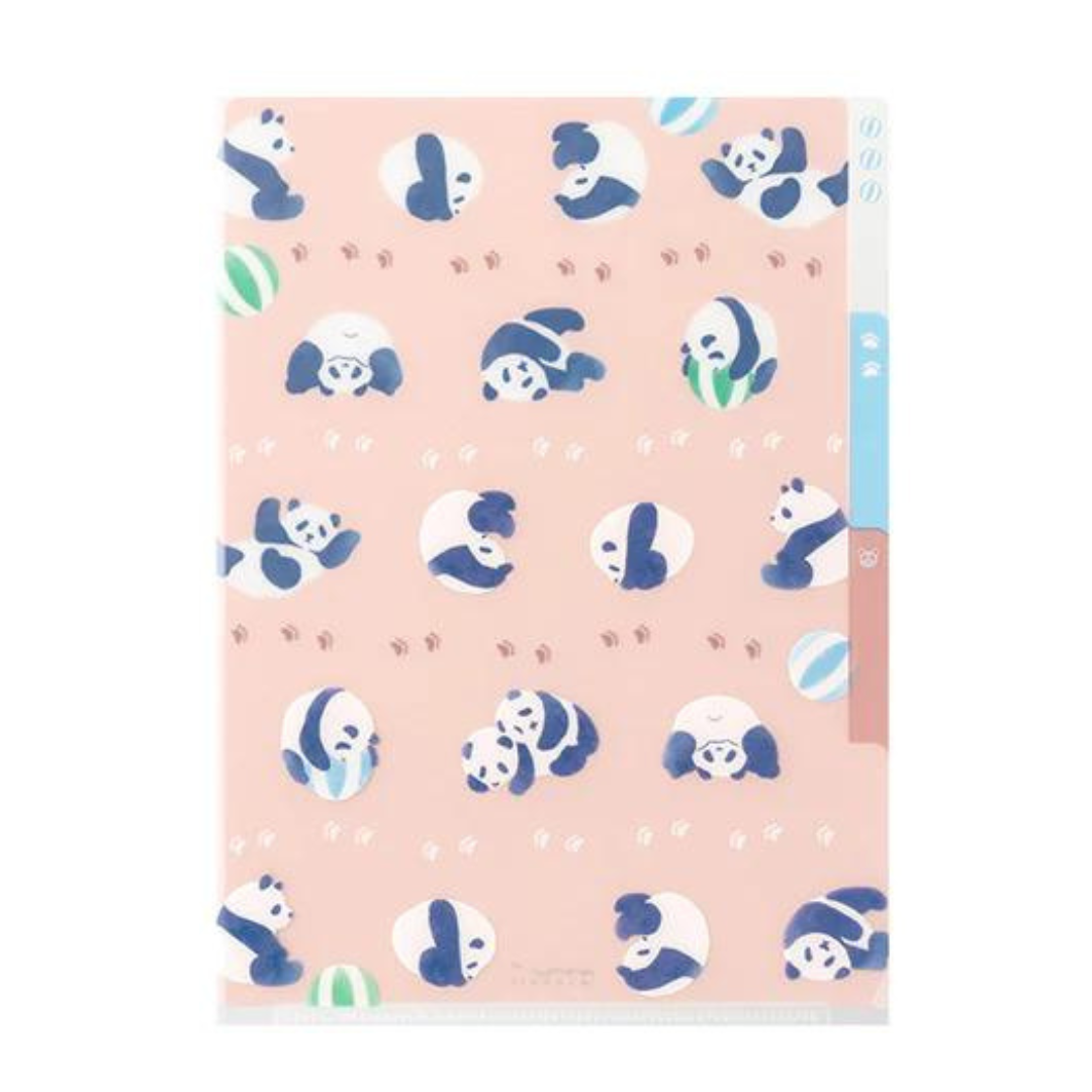 Midori A5 3 Pockets Clear Folder - Panda — front view
