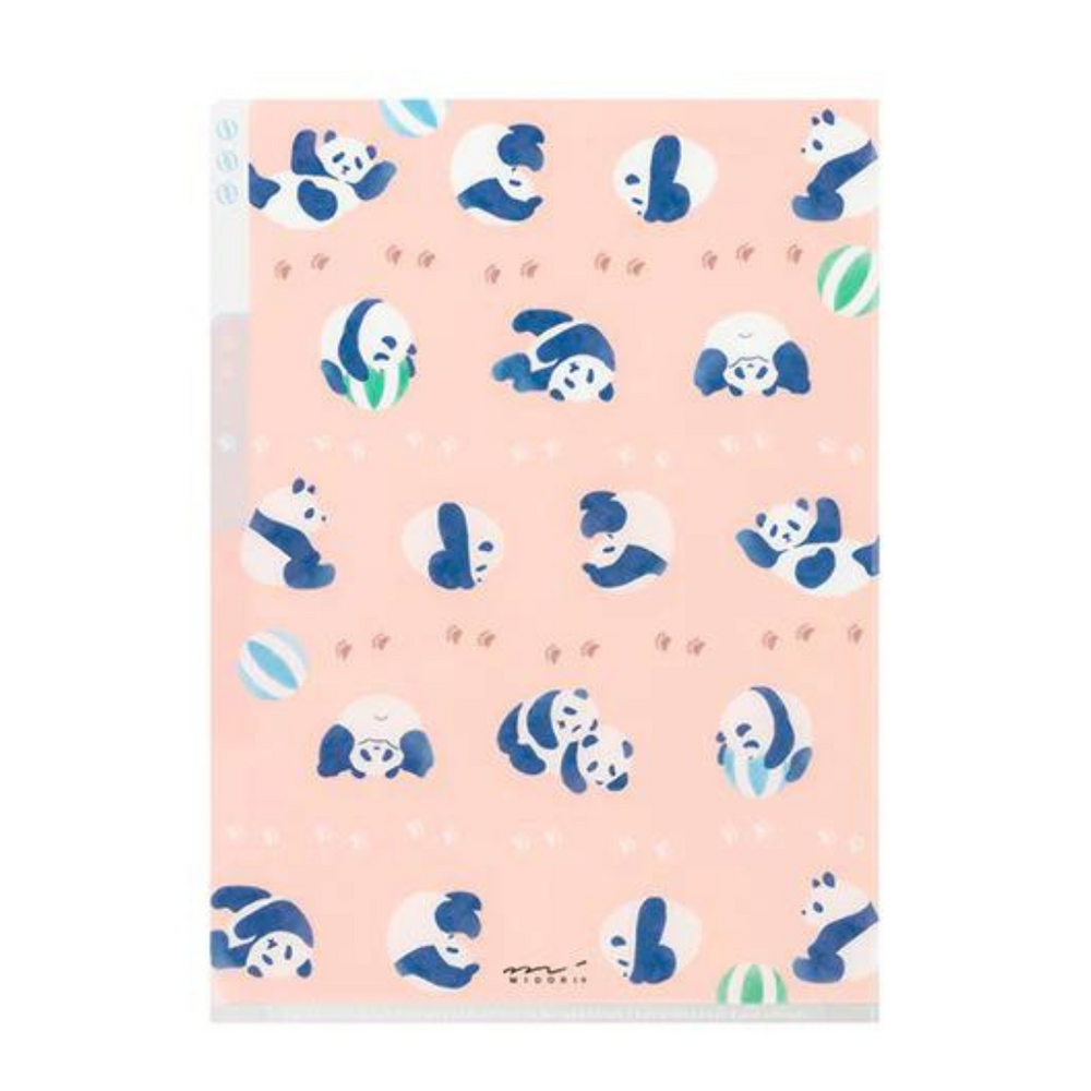 Midori A5 3 Pockets Clear Folder - Panda — side view