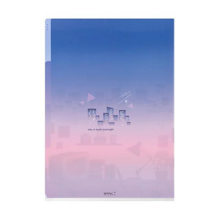 Midori A4 3 Pockets Clear Folder - City Pop — side view