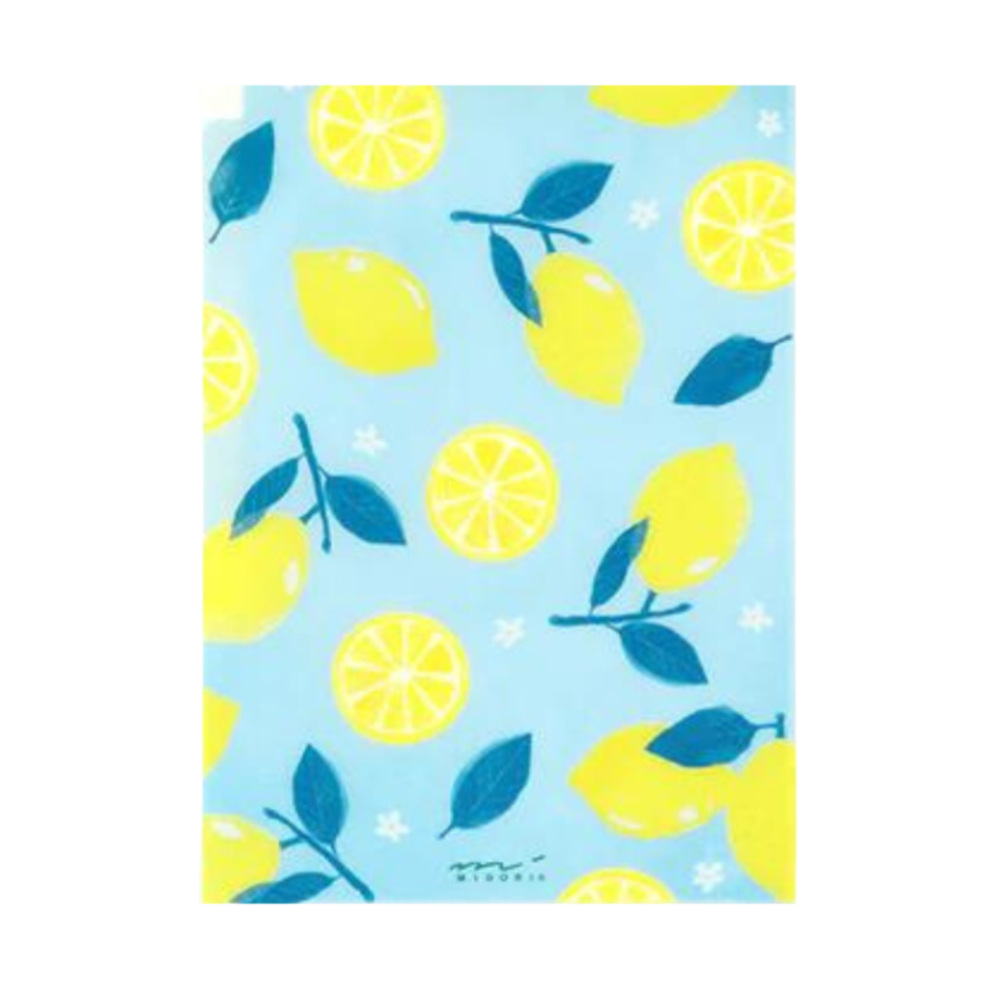 Midori A4 3 Pockets Clear Folder - Lemon — front view