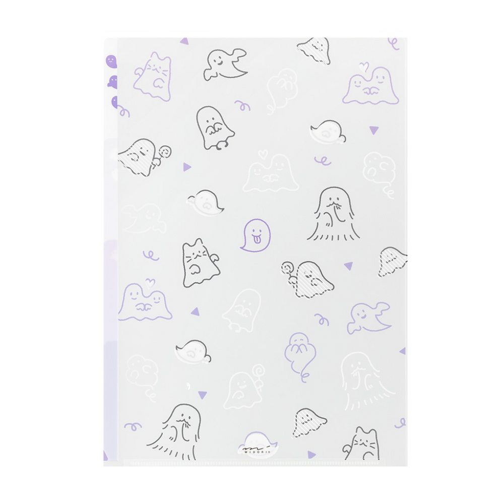 Midori A4 3 Pockets Clear Folder - Ghost — side view