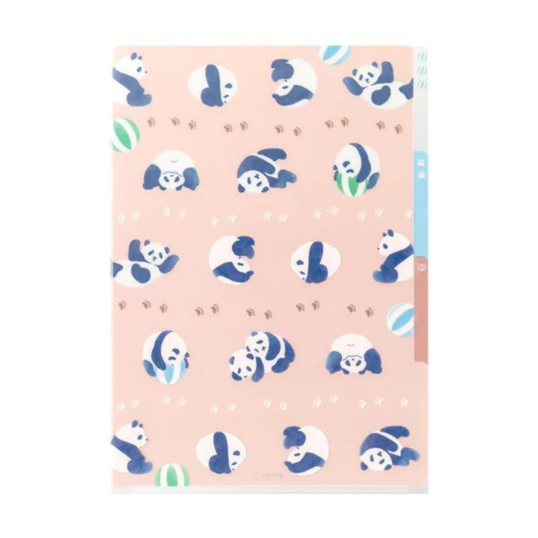 Midori A4 3 Pockets Clear Folder - Panda — front view