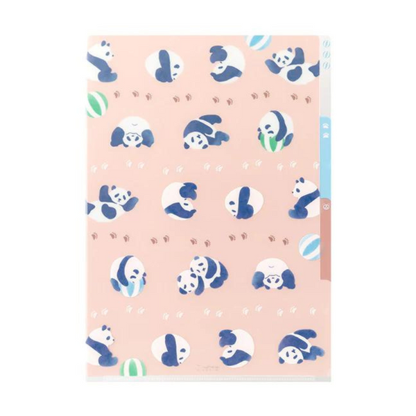 Midori A4 3 Pockets Clear Folder - Panda — front view