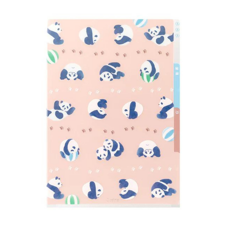 Midori A4 3 Pockets Clear Folder - Panda — front view